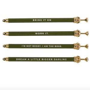 12 NWT Santa Barbara Design Studio Olive Green Crystal Crown Pens